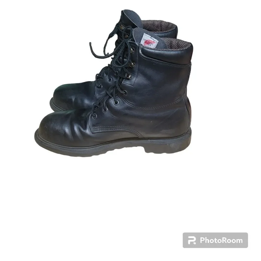 COPY - Red Wing Men's Black Leather Gore-Tex  Steel Toe Work Boots. Size 12